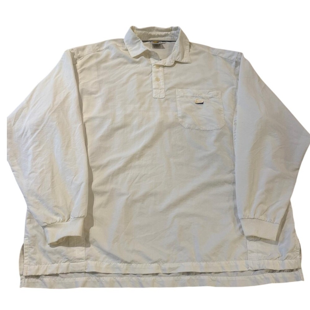 Solumbra Mens Long Sleeve Sun Shirt White UV Protection Polo Mesh Vented Large